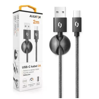ALIGATOR cablu de date PREMIUM 2A, USB-C, lungime 2 m, negru