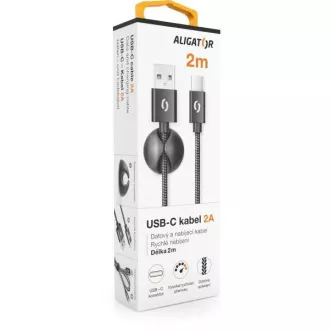 ALIGATOR cablu de date PREMIUM 2A, USB-C, lungime 2 m, negru