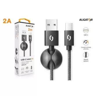 ALIGATOR cablu de date PREMIUM 2A, USB-C, lungime 2 m, negru