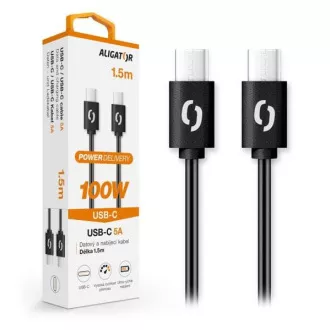 ALIGATOR cablu de date POWER 100W, USB-C/USB-C 5A, lungime 1, 5 m, negru
