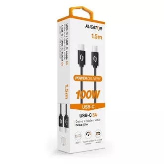 ALIGATOR cablu de date POWER 100W, USB-C/USB-C 5A, lungime 1, 5 m, negru