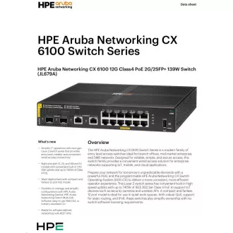Comutator Aruba 6100 12G Class4 PoE 2G/2SFP 139W JL679A RENEW Comutator Aruba 6100 12G Class4 PoE 2G/2SFP 139W JL679A RENEW