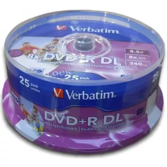 VERBATIM DVD + R (pachet de 25) / Spindle Double Layer 8X 8,5 GB imprimabil cu jet de cerneală VERBATIM DVD + R (pachet de 25) / Spindle Double Layer 8X 8,5 GB imprimabil cu jet de cerneală