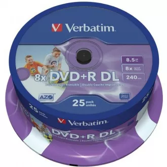 VERBATIM DVD + R (pachet de 25) / Spindle Double Layer 8X 8,5 GB imprimabil cu jet de cerneală VERBATIM DVD + R (pachet de 25) / Spindle Double Layer 8X 8,5 GB imprimabil cu jet de cerneală