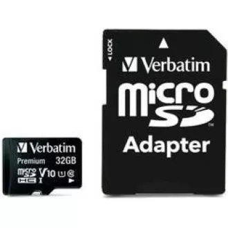 Card VERBATIM MicroSDHC 32GB Premium, U1 + adaptor SD