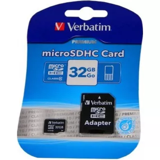 Card VERBATIM MicroSDHC 32GB Premium, U1 + adaptor SD