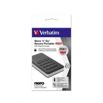 SSD extern VERBATIM Incl.KEYPAD 256GB USB3.1 GDPR