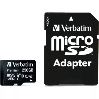 Card MicroSDXC VERBATIM 256GB Premium, U1 + adaptor