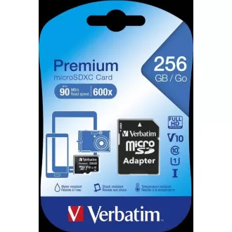 Card MicroSDXC VERBATIM 256GB Premium, U1 + adaptor