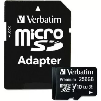 Card MicroSDXC VERBATIM 256GB Premium, U1 + adaptor