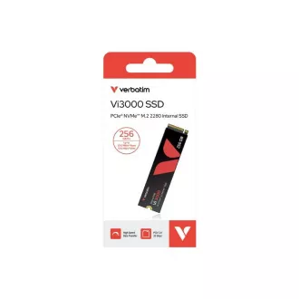 SSD VERBATIM Vi3000 SSD intern PCIe NVMe M.2 256 GB, W 1300/ R 3300 MB/s SSD VERBATIM Vi3000 SSD intern PCIe NVMe M.2 256 GB, W 1300/ R 3300 MB/s