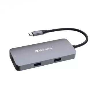 Hub VERBATIM USB-C Pro Multiport 5 porturi, 2x USB 3.2, 1x USB-C, HDMI, RJ45, gri