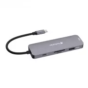 Hub VERBATIM USB-C Pro Multiport 8 porturi, 3x USB 3.2, 1x USB-C, 2xHDMI, microSD/SD, gri