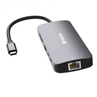 VERBATIM Hub USB-C Pro Multiport 9 porturi, 3x USB 3.2, 2x USB-C, HDMI, RJ45, microSD/SD, gri VERBATIM Hub USB-C Pro Multiport 9 porturi, 3x USB 3.2, 2x USB-C, HDMI, RJ45, microSD/SD, gri