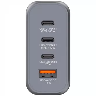 Încărcător de rețea VERBATIM GaN GNC-140, 140W, 3x USB-C, 1x USB