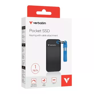 SSD extern VERBATIM 1TB Pocket USB3.2 Gen 2, negru/albastru