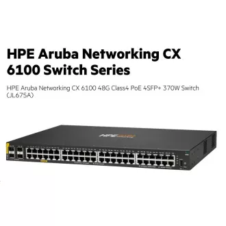 Switch HPE Aruba Networking CX 6100 48G Clasa 4 PoE 4SFP+ 370W RENOVE JL675A
