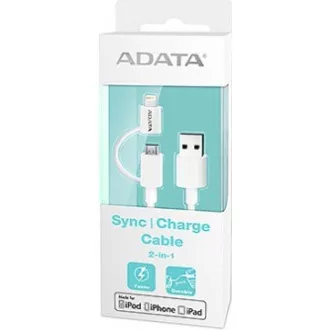 Cablu ADATA Sync & Charge Lightning - USB A 2.0, 100cm, plastic, alb
