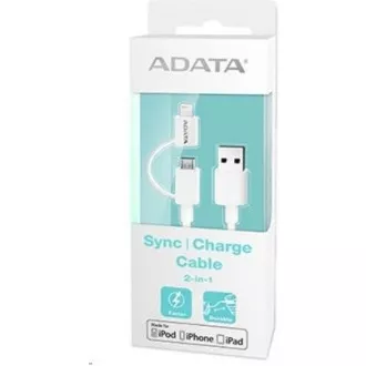 Cablu ADATA Sync & Charge Lightning - USB A 2.0, 100cm, plastic, alb