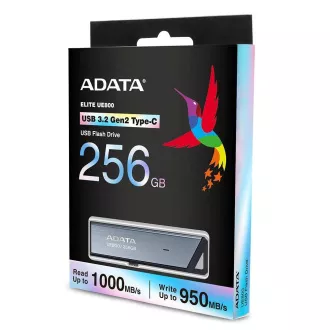 Disc flash ADATA 256GB UE800, USB 3.2 USB-C, unitate Elite, gri Disc flash ADATA 256GB UE800, USB 3.2 USB-C, unitate Elite, gri