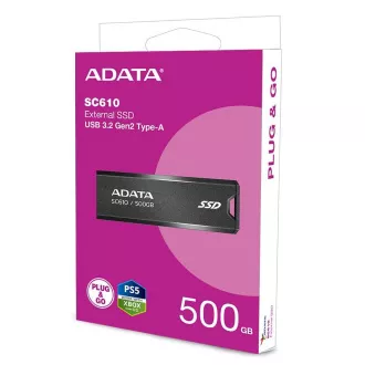 SSD extern ADATA 500GB SC610, USB-A 3.2, negru