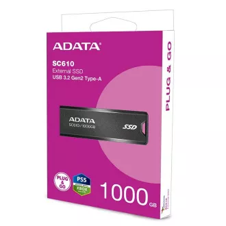 SSD extern ADATA SC610 1TB, USB-A 3.2, negru