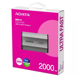 ADATA SSD extern 2TB SD810 USB 3.2 USB-C, argintiu