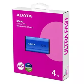 SSD extern ADATA 4TB SE880, USB-C 3.2 Gen 2x2, R:2000/W:2000MB/s, albastru