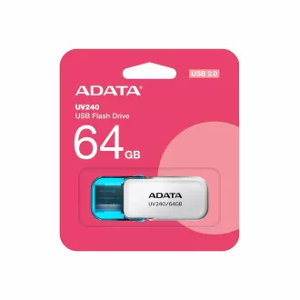 ADATA Flash Disk 64GB UV240, USB 2.0, alb