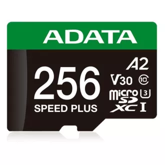 Card ADATA MicroSDXC 256 GB Speed Plus, U3, C10, A2, V30 (R:180/W:160 MB/s) + adaptor SD