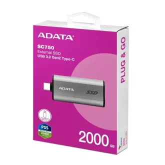 SSD extern ADATA 2TB SC750, USB-C 3.2 Gen2, negru