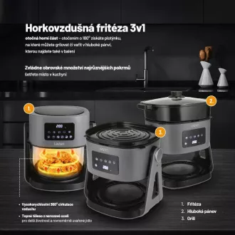 Lauben Glass&Grill Air Fryer 3in1 5500BG - friteuza cu aer cald
