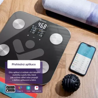 TrueLife FitShape S6 BT - Scală bluetooth cu impedanță bioelectrică - negru