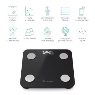 TrueLife FitScale W1 BT Negru - cântar bluetooth cu impedanță bioelectrică