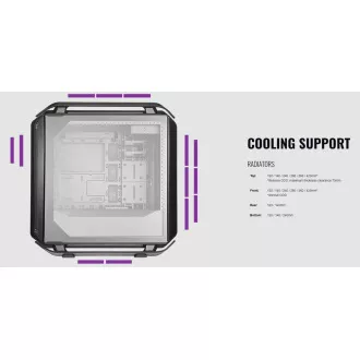 Carcasă Cooler Master Cosmos C700P neagră, E-ATX, panou lateral transparent, ventilator 3x 140 mm, negru