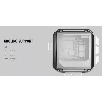 Carcasă Cooler Master Cosmos C700P neagră, E-ATX, panou lateral transparent, ventilator 3x 140 mm, negru
