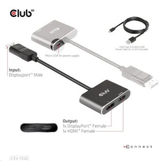 Hub Club3D MST (Multi Stream Transport) DisplayPort 1.4 la DisplayPort + HDMI 4K60Hz (M/F) Hub Club3D MST (Multi Stream Transport) DisplayPort 1.4 la DisplayPort + HDMI 4K60Hz (M/F)