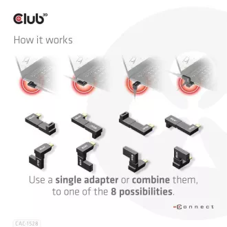 Set de 2 adaptoare unghiulare Club3D USB-C Gen2, 4K120Hz, 240W, (M/F)