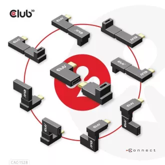 Set de 2 adaptoare unghiulare Club3D USB-C Gen2, 4K120Hz, 240W, (M/F)