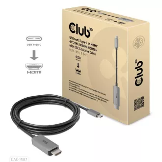 Cablu Club3D USB-C la HDMI, 4K120Hz 8K60Hz HDR10 cu DSC1.2, cablu activ, M/M, 3m Cablu Club3D USB-C la HDMI, 4K120Hz 8K60Hz HDR10 cu DSC1.2, cablu activ, M/M, 3m