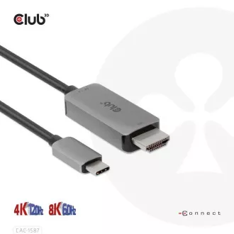 Cablu Club3D USB-C la HDMI, 4K120Hz 8K60Hz HDR10 cu DSC1.2, cablu activ, M/M, 3m Cablu Club3D USB-C la HDMI, 4K120Hz 8K60Hz HDR10 cu DSC1.2, cablu activ, M/M, 3m