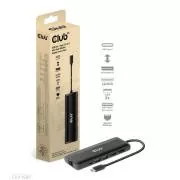 Stație de andocare Club 3D USB-C 8-în-1, 1xDP, 1xHDMI, 1xUSB-C PD100W, 2xUSB, cititor de carduri SD, gri