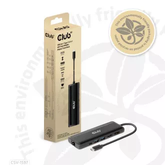 Stație de andocare Club 3D USB-C 8-în-1, 1xDP, 1xHDMI, 1xUSB-C PD100W, 2xUSB, cititor de carduri SD, gri