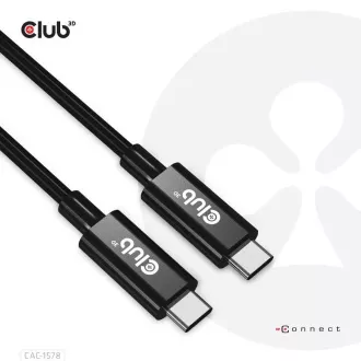 Cablu Club3D USB4 Gen3x2 Tip C Cablu cu două fețe 8K60Hz, date 40 Gbps, PD 240W(48V/5A) EPR M/M 2m