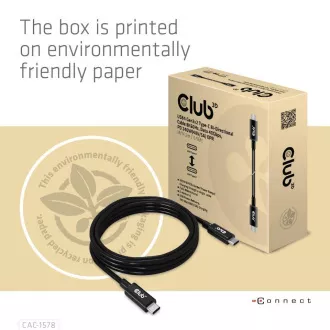 Cablu Club3D USB4 Gen3x2 Tip C Cablu cu două fețe 8K60Hz, date 40 Gbps, PD 240W(48V/5A) EPR M/M 2m