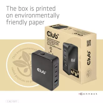Încărcător de călătorie Club3D 140W tehnologie GaN, 3xUSB-C, 1xUSB-A, suport PPS + PD 3.1