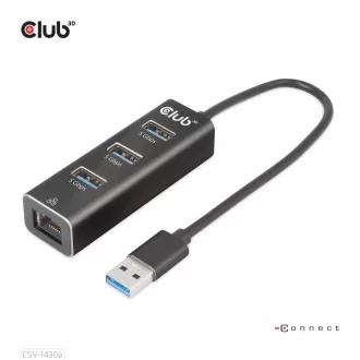 Hub Club3D, USB-A 3.2 Gen1 la 3x USB 3.1, Gigabit Ethernet