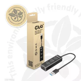 Hub Club3D, USB-A 3.2 Gen1 la 3x USB 3.1, Gigabit Ethernet