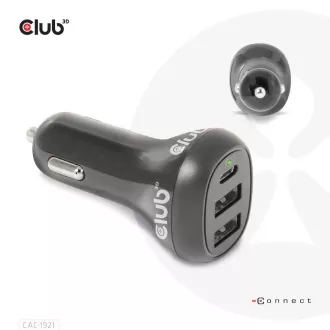 Încărcător auto Club3D pentru laptopuri 36W, 3 porturi (2xUSB-A   USB-C)