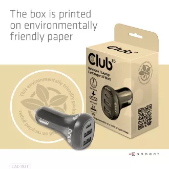 Încărcător auto Club3D pentru laptopuri 36W, 3 porturi (2xUSB-A   USB-C)